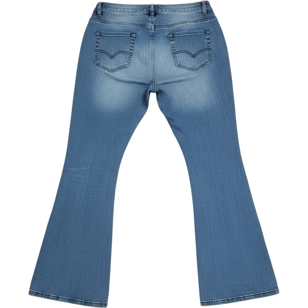 N.Y.I Floral Embroidered Flare Jeans Light Wash Blue Bell Bottoms Girls XXL S